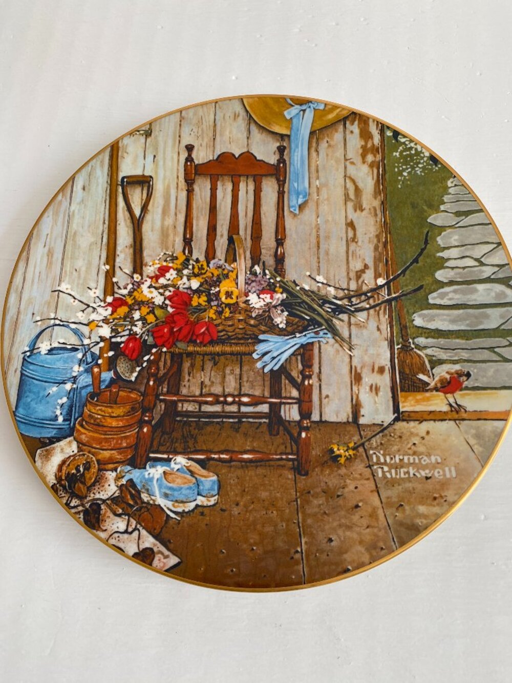 NORMAN ROCKWELL 'SPRING FLOWERS' PLATE